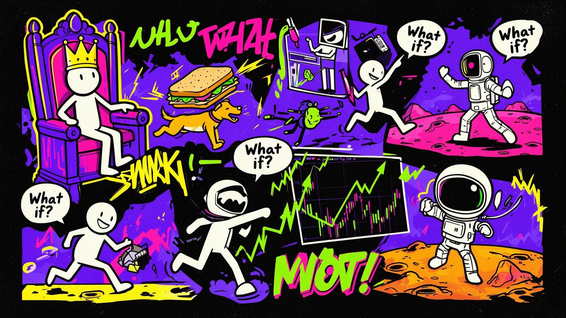 Stickman characters in chaotic AI roleplay scenarios